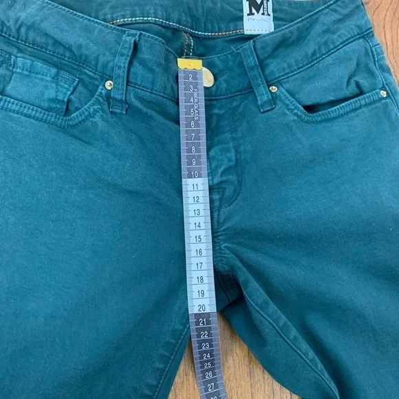 M Missoni Denim Jeans Green Low Rise Skinny Size 26 Designer Italy Cotton Blend - Picture 7 of 16